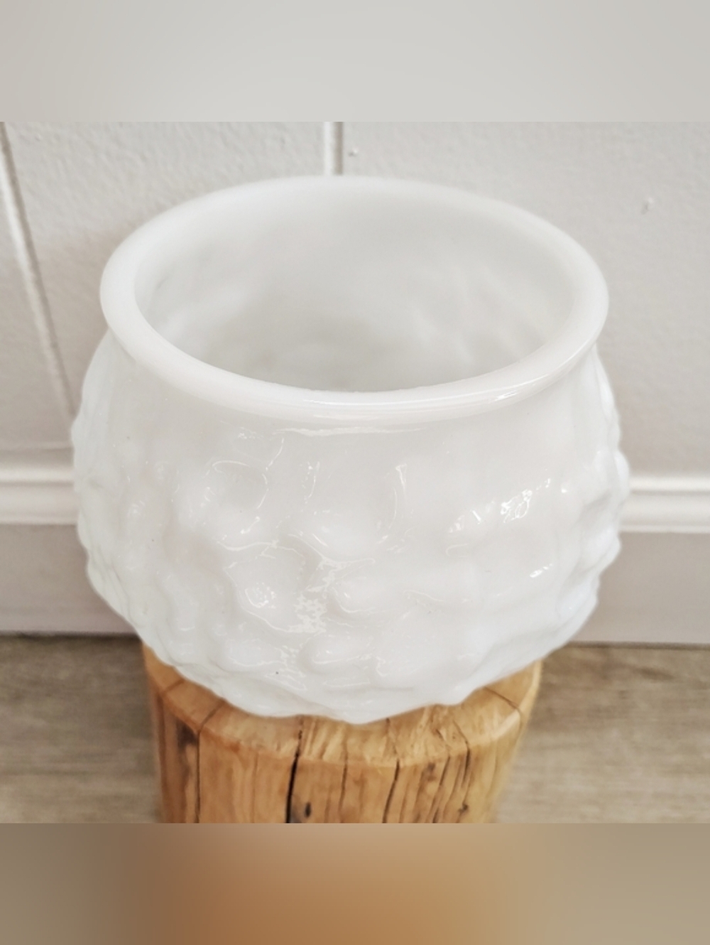 Vintage E.O. Brody Co. Milk Glass Crinkled Planter/Vase